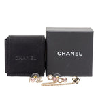 Chanel I Love CC Logo Heart Rhinestone Earrings Gold Pink Plated — view 4