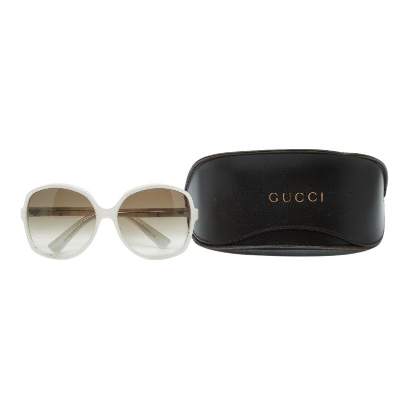 Gucci Logo Sunglasses White Acetate Eyewear — view 7