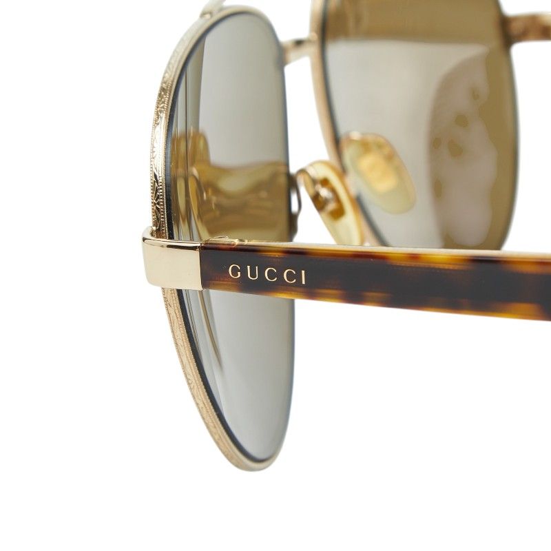 Gucci Teardrop Sunglasses Premier Gold Brown Plated Acetate Eyewear — view 4