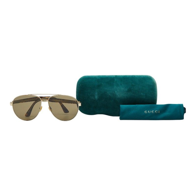 Gucci Teardrop Sunglasses Premier Gold Brown Plated Acetate Eyewear — view 6