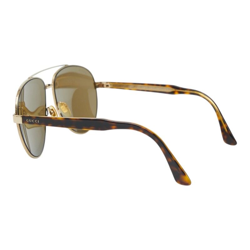 Gucci Teardrop Sunglasses Premier Gold Brown Plated Acetate Eyewear — view 2
