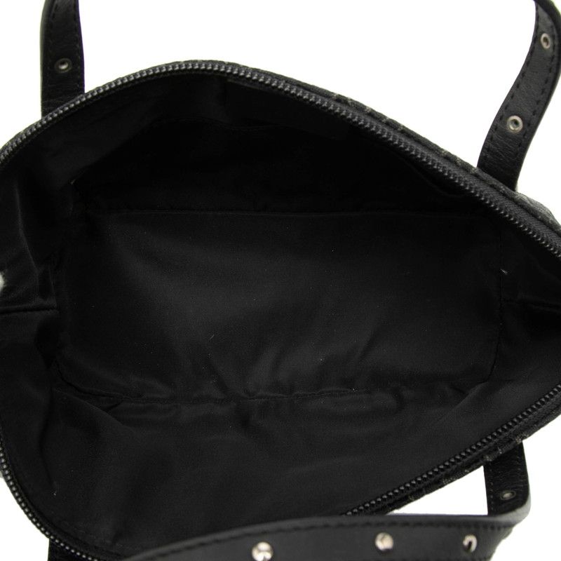 Dior Street Chic Trotter Handbag Black Leather Canvas — view 4