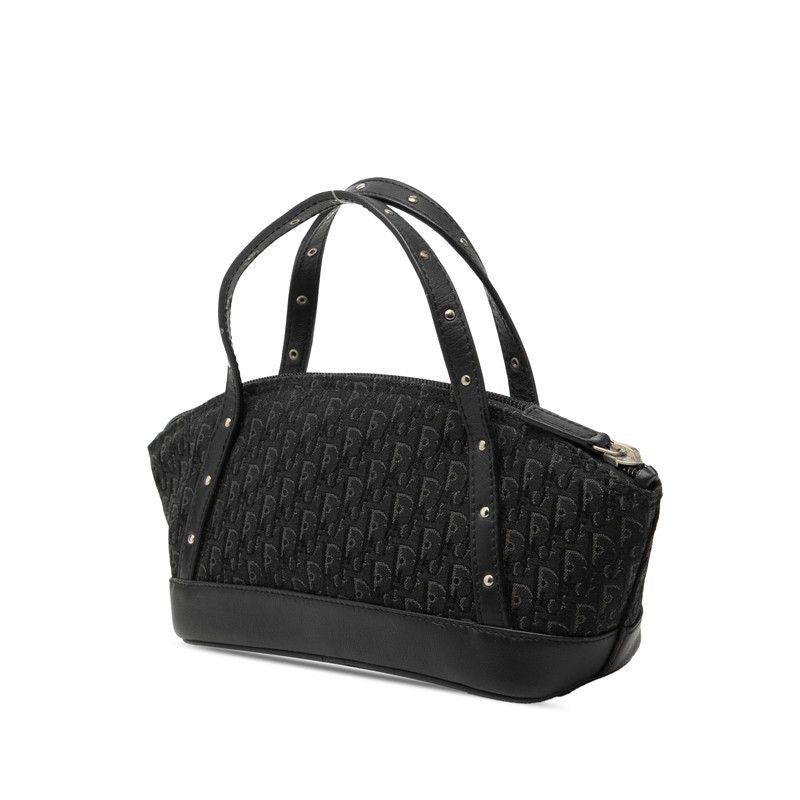 Dior Street Chic Trotter Handbag Black Leather Canvas — view 2