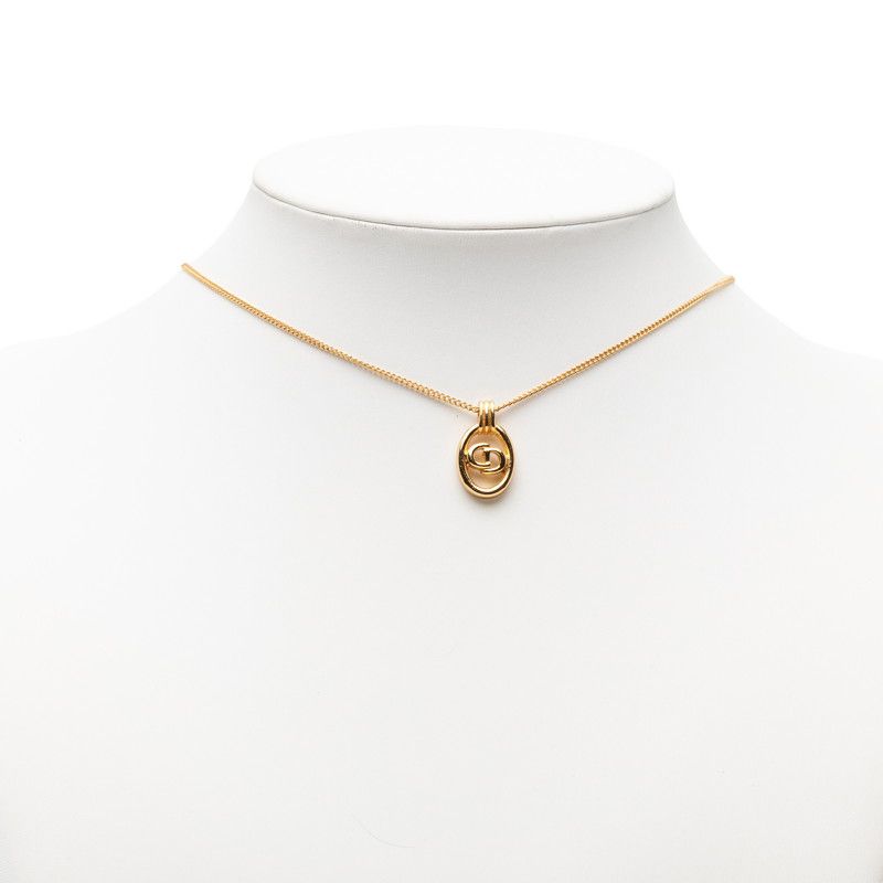 Dior CD Logo Chain Pendant Necklace Plated — view 6
