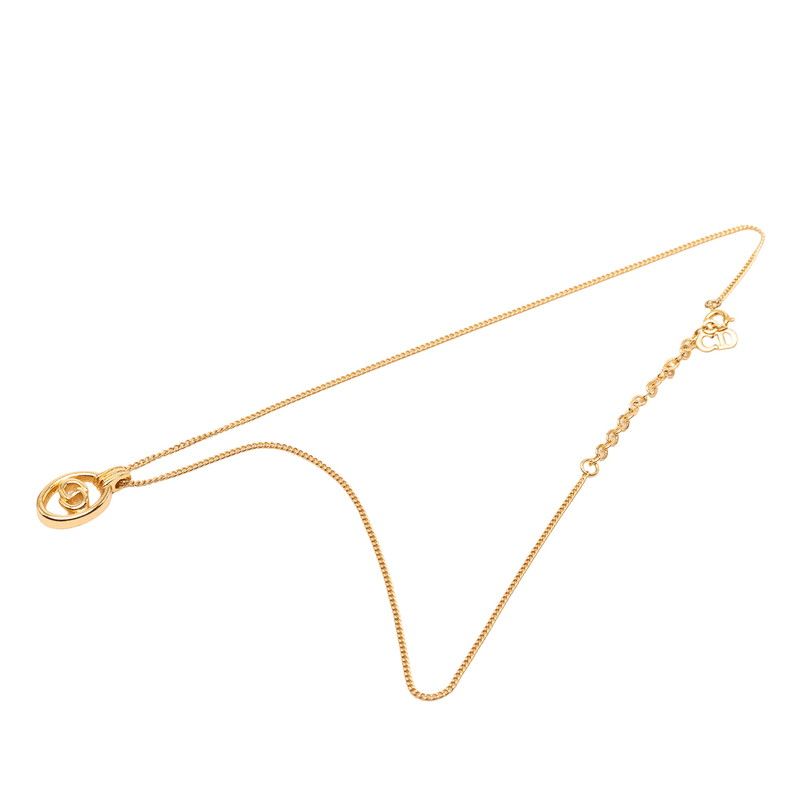 Dior CD Logo Chain Pendant Necklace Plated — view 5