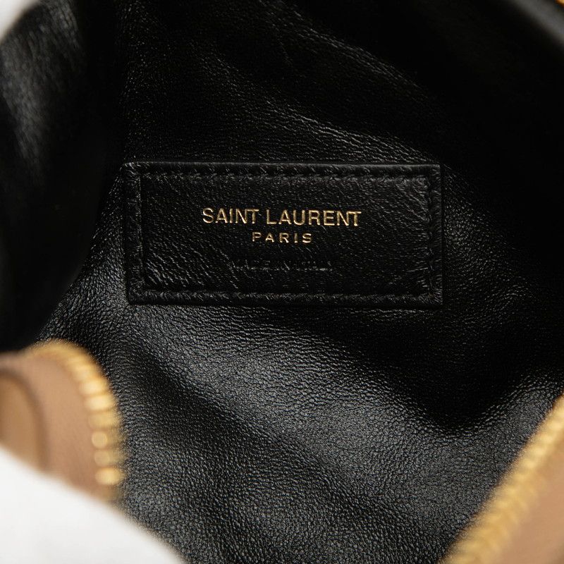 Saint Laurent Cassandra Gabi YSL Logo Quilted Chain Shoulder Bag Pouch Beige — view 5