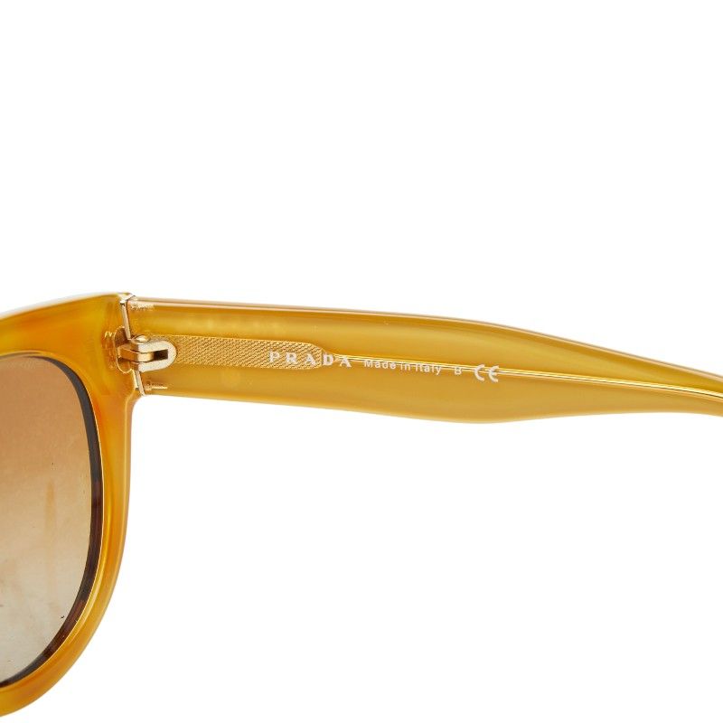 Prada Logo Cat Eye Sunglasses Brown Yellow Acetate Eyewear — view 5
