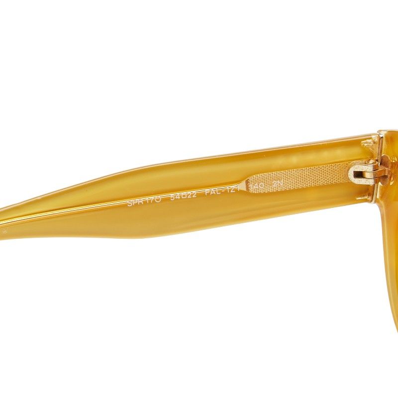 Prada Logo Cat Eye Sunglasses Brown Yellow Acetate Eyewear — view 6