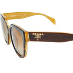 Prada Logo Cat Eye Sunglasses Brown Yellow Acetate Eyewear — view 4