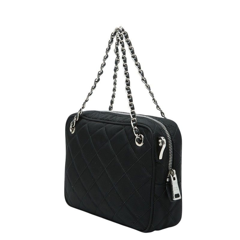 Prada Chain Quilted Handbag Black Nylon — view 2