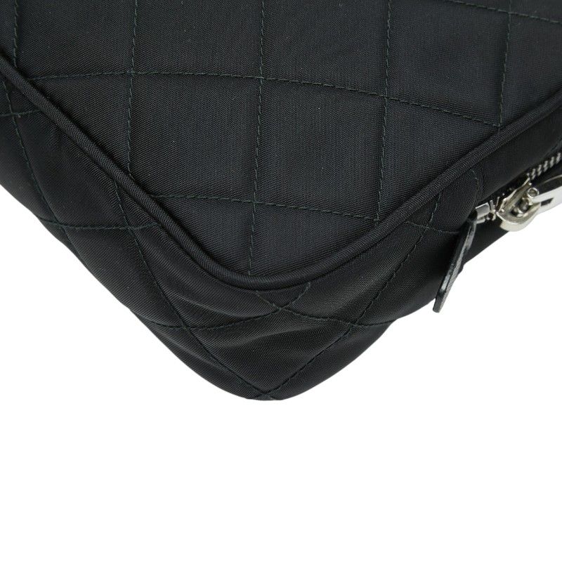 Prada Chain Quilted Handbag Black Nylon — view 6