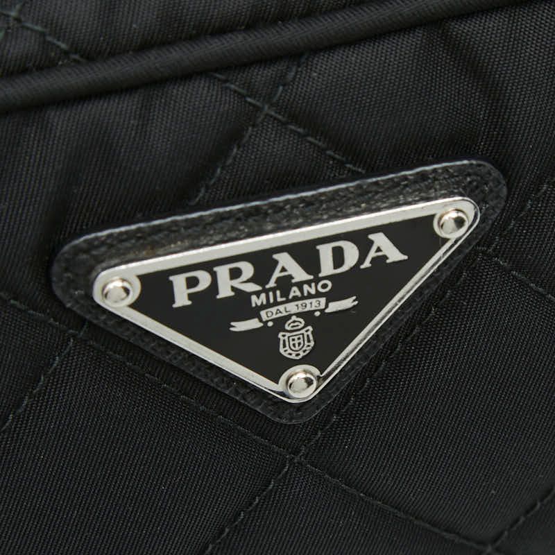 Prada Chain Quilted Handbag Black Nylon — view 8
