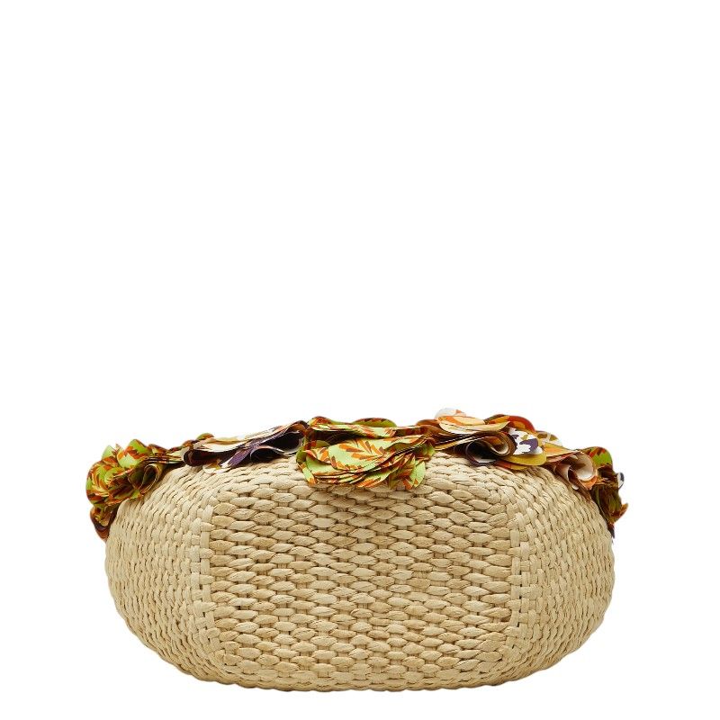 Prada Triangle Logo Plates Raffia Basket Bag Handbag Multicolor — view 3