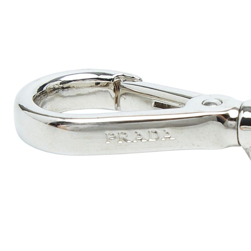 Prada Cat Robot Key Holder Black Leather Rhinestone Plated — view 4
