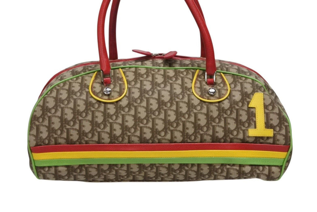 Dior Boston Bag Trotter Rasta Color Brown Silver — view 2