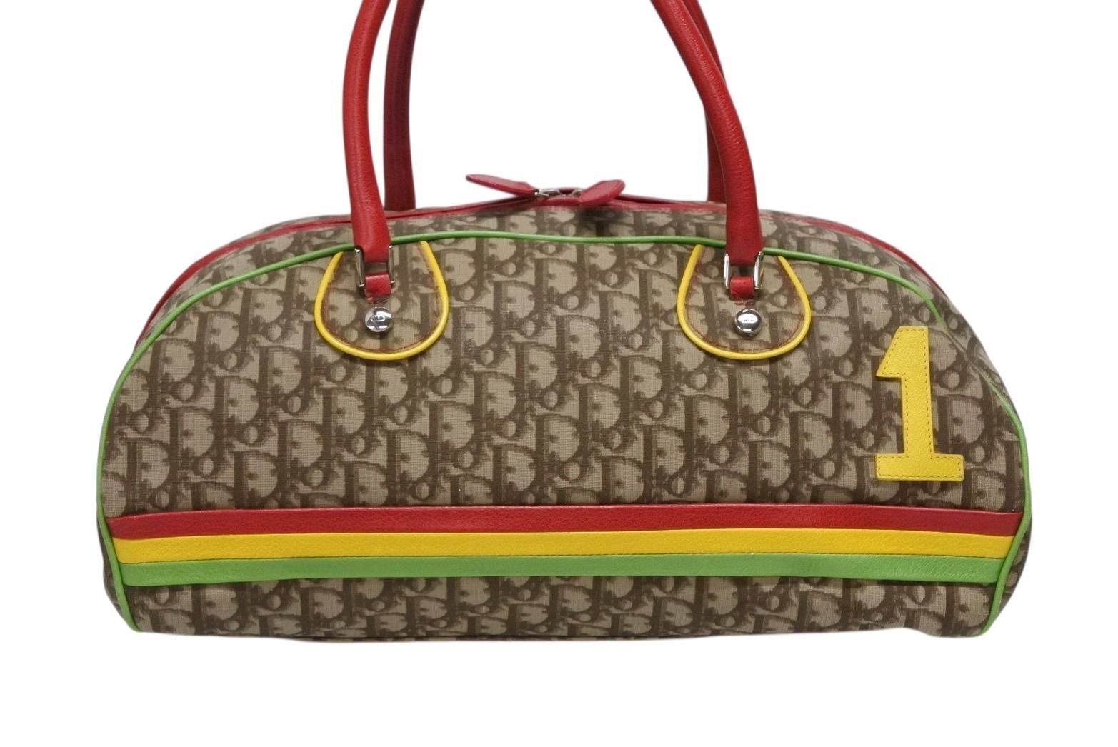 Dior Boston Bag Trotter Rasta Color Brown Silver — view 2