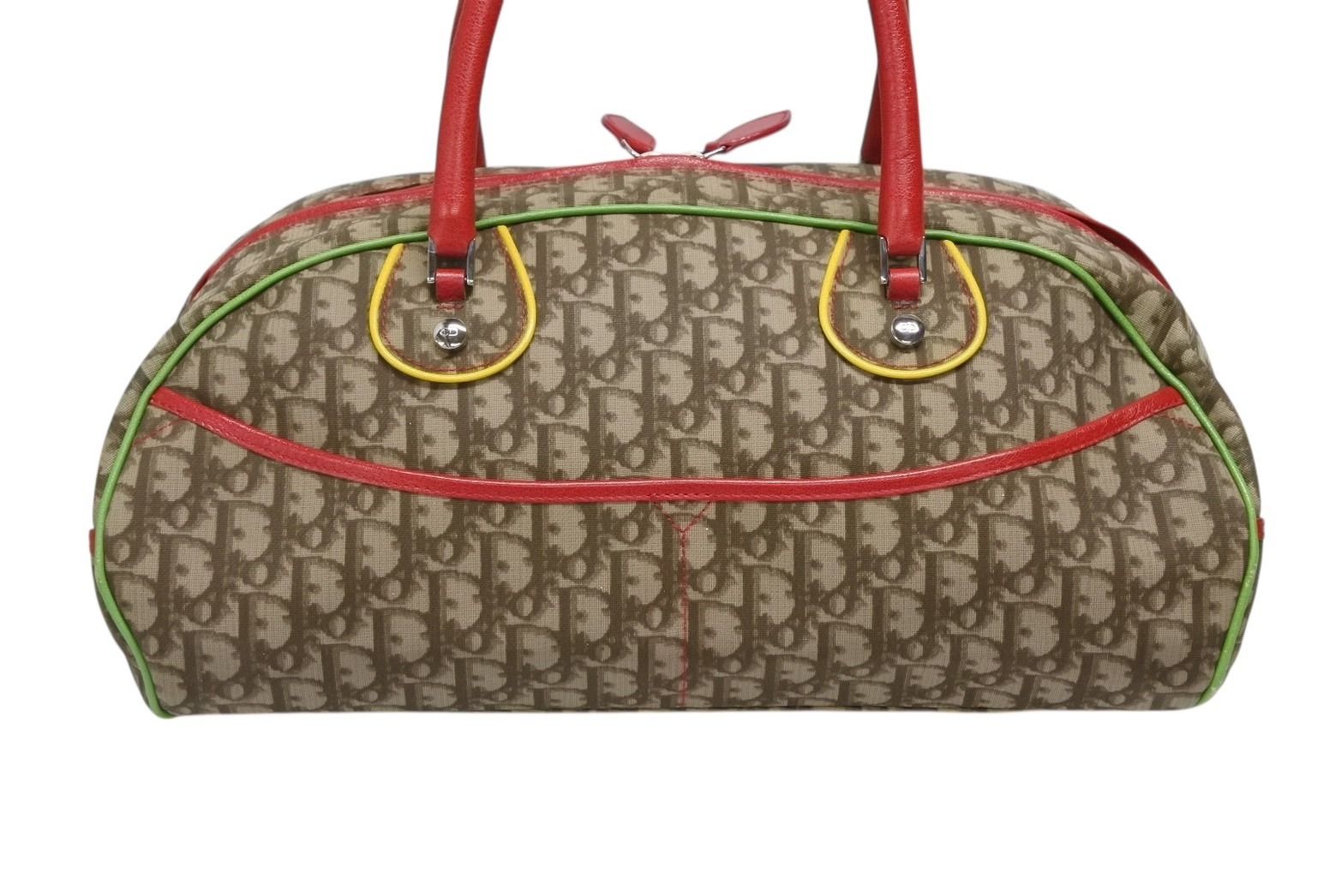 Dior Boston Bag Trotter Rasta Color Brown Silver — view 3