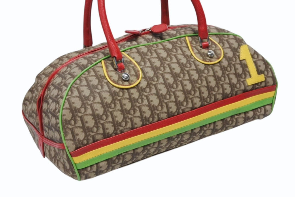Dior Boston Bag Trotter Rasta Color Brown Silver — view 4