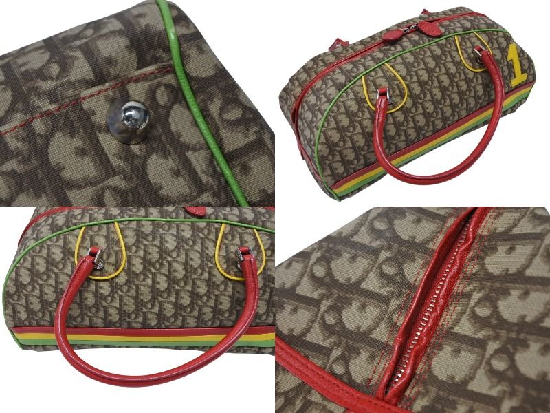 Dior Boston Bag Trotter Rasta Color Brown Silver — view 8