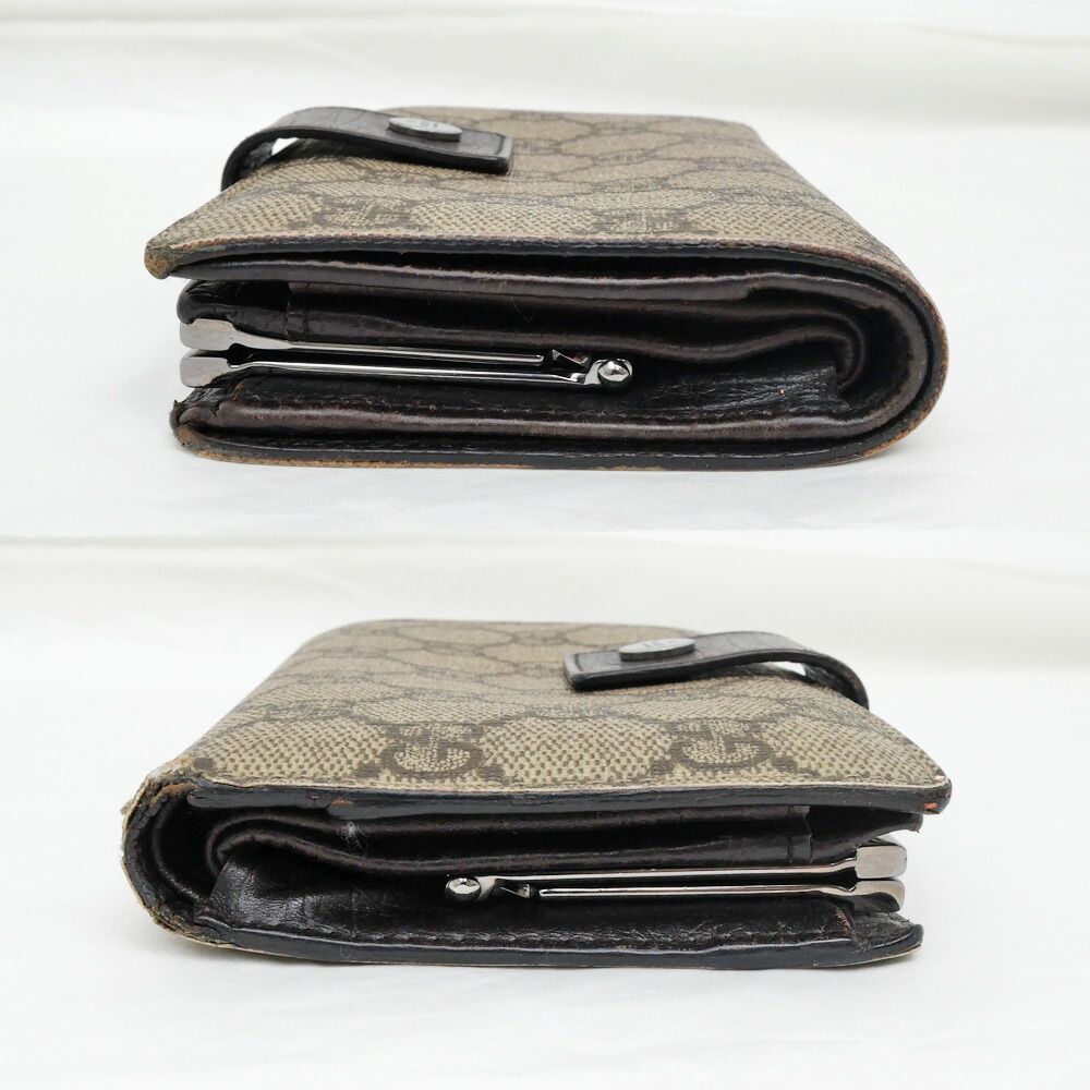 Gucci Clasp Fold Wallet GG Supreme Brown Bifold — view 3