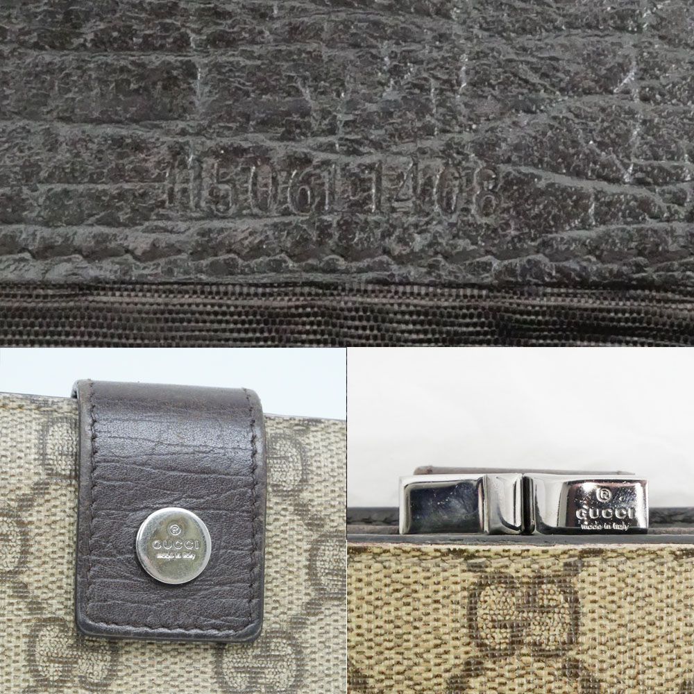 Gucci Clasp Fold Wallet GG Supreme Brown Bifold — view 6
