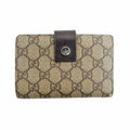 Gucci Clasp Fold Wallet GG Supreme Brown Bifold