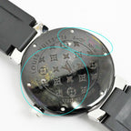 Louis Vuitton Tambour in Black GMT Dial Stainless Steel Rubber Quartz Watch — view 3