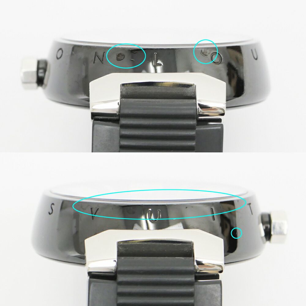 Louis Vuitton Tambour in Black GMT Dial Stainless Steel Rubber Quartz Watch — view 5