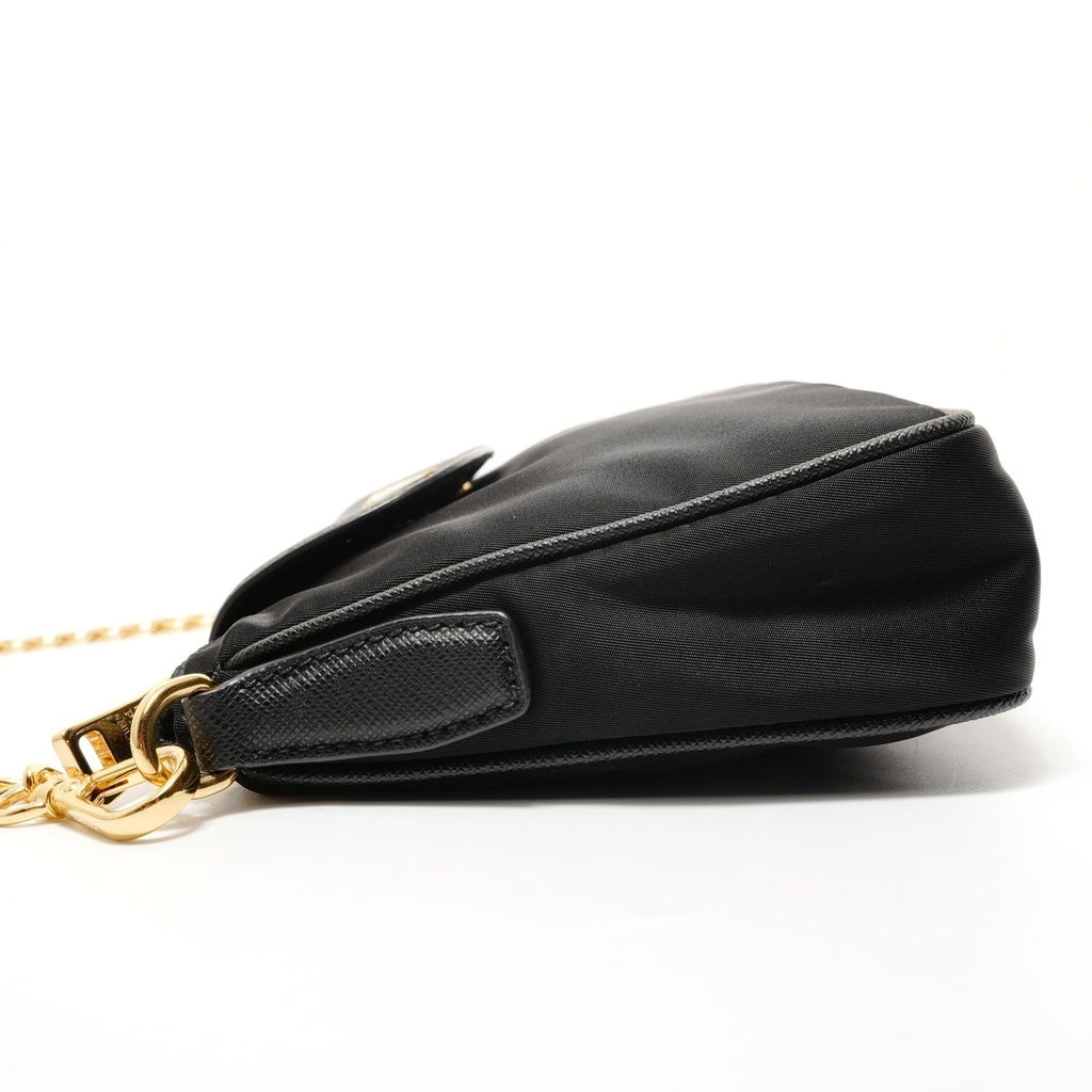 Prada Shoulder Bag Triangle Logo Nylon Saffiano Leather — view 3