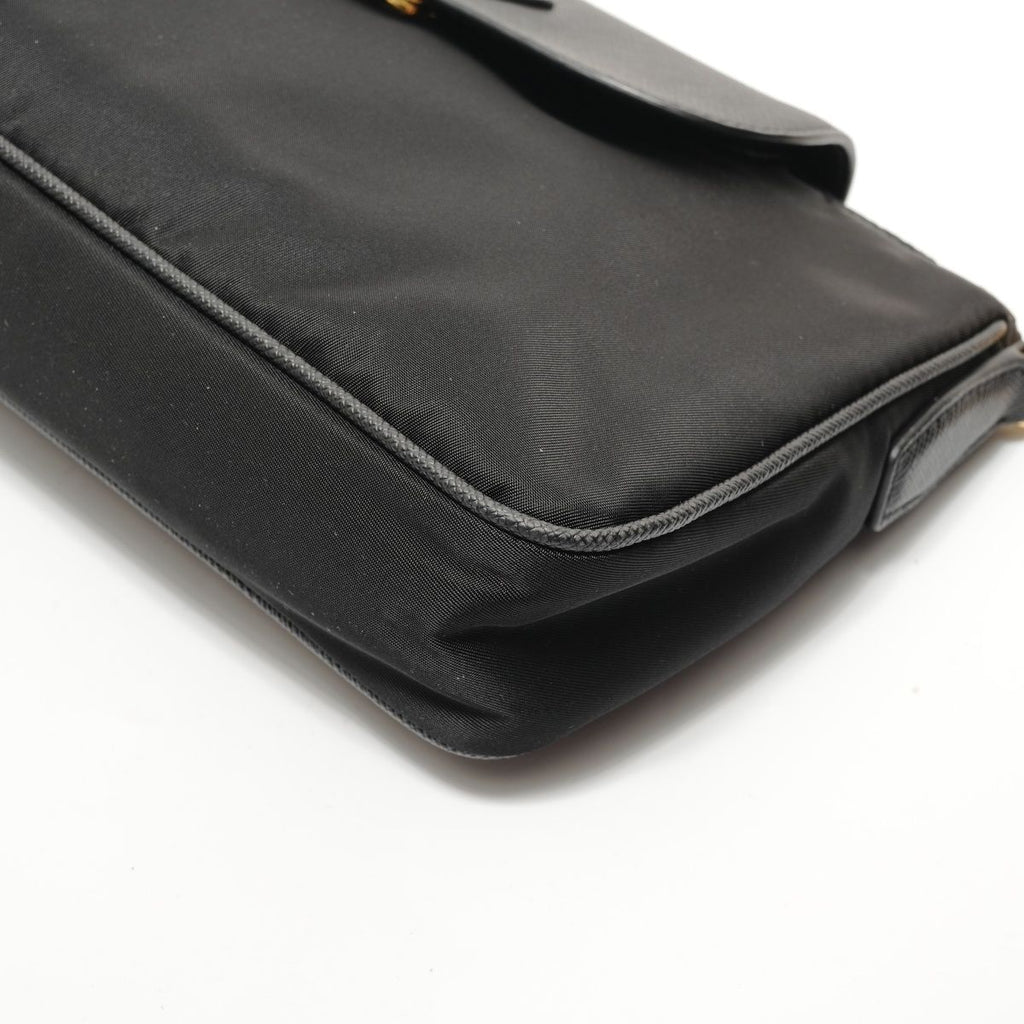 Prada Shoulder Bag Triangle Logo Nylon Saffiano Leather — view 6