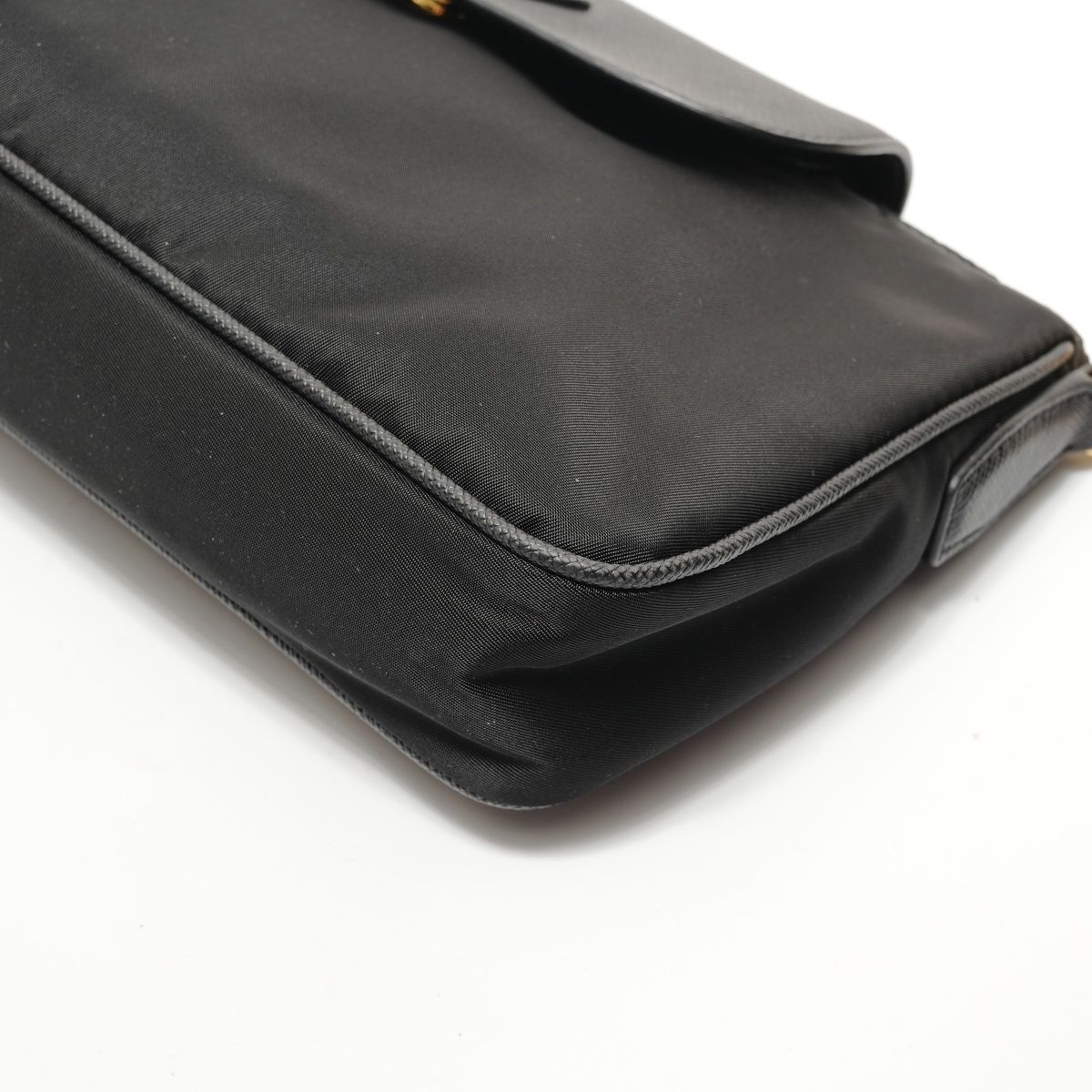 Prada Shoulder Bag Triangle Logo Nylon Saffiano Leather — view 6