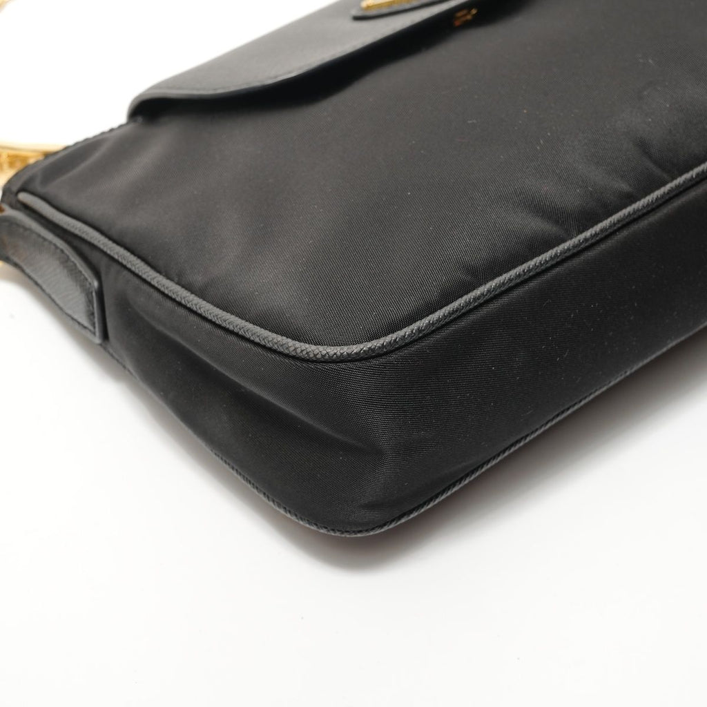 Prada Shoulder Bag Triangle Logo Nylon Saffiano Leather — view 5