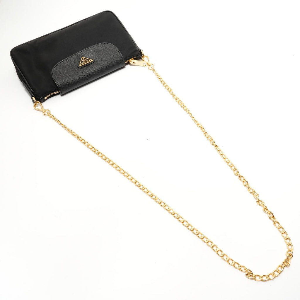 Prada Shoulder Bag Triangle Logo Nylon Saffiano Leather — view 8