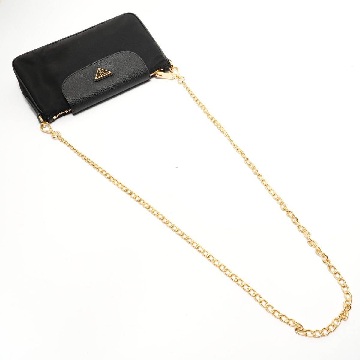 Prada Shoulder Bag Triangle Logo Nylon Saffiano Leather — view 8