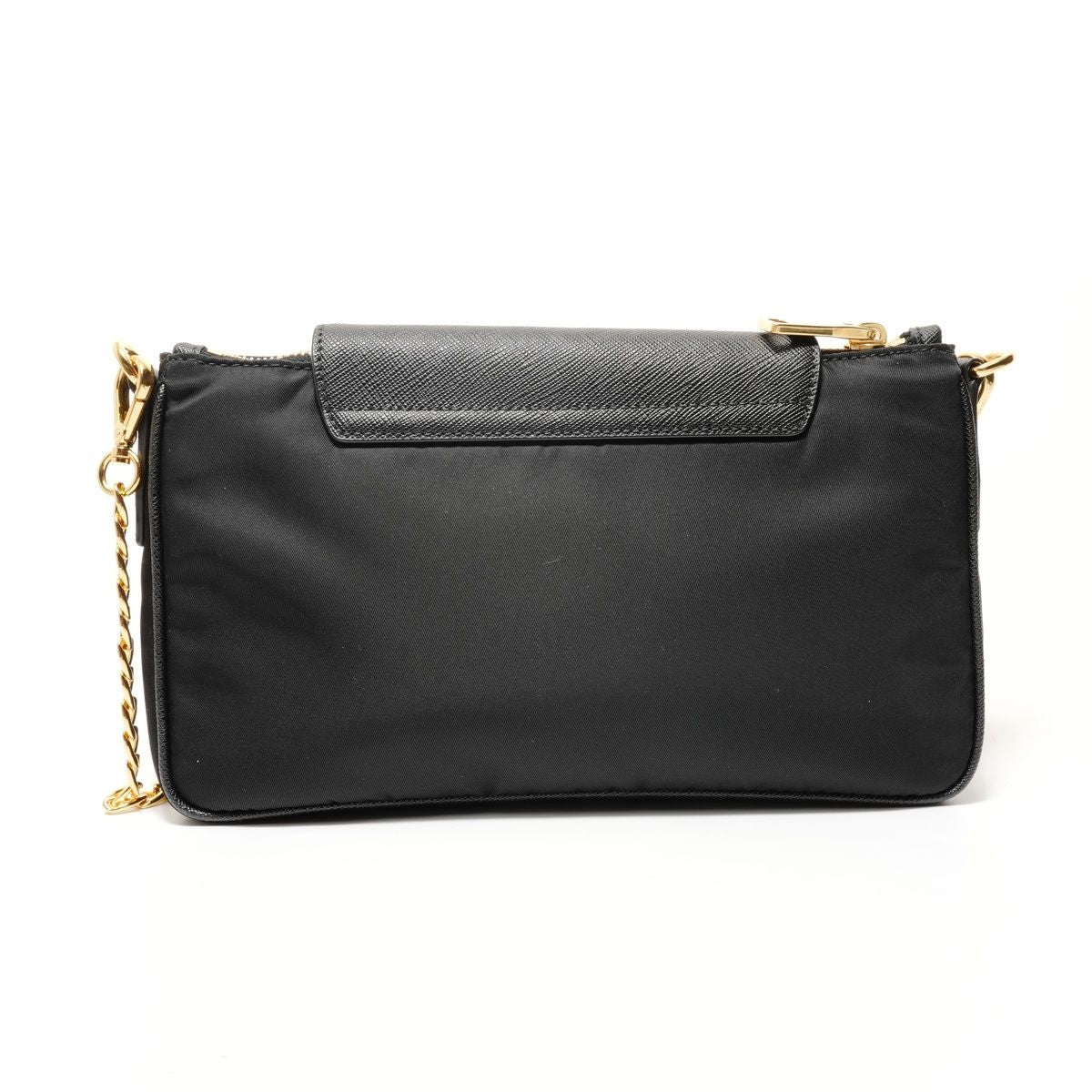 Prada Shoulder Bag Triangle Logo Nylon Saffiano Leather — view 2