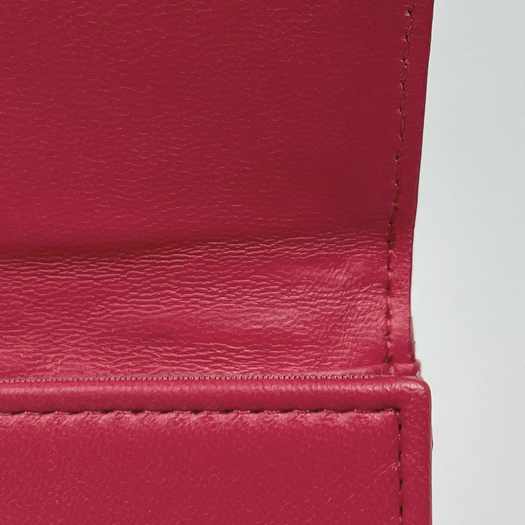 Chanel CC Logo Trifold Wallet Compact Quilted Enamel Leather Pink — view 6