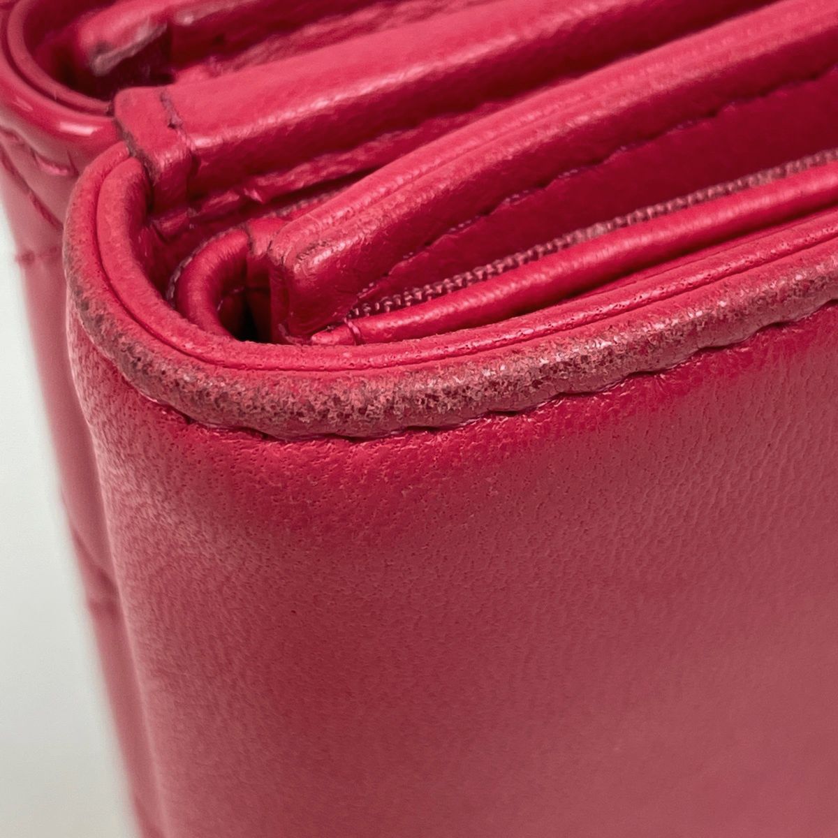 Chanel CC Logo Trifold Wallet Compact Quilted Enamel Leather Pink — view 5