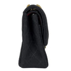 Chanel Quilted Double Flap Chain Shoulder Bag CC Logo Jersey Black — view 4
