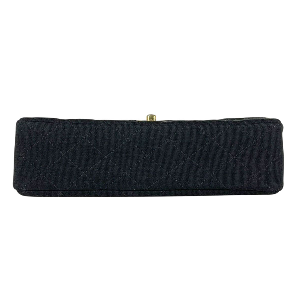 Chanel Quilted Double Flap Chain Shoulder Bag CC Logo Jersey Black — view 5