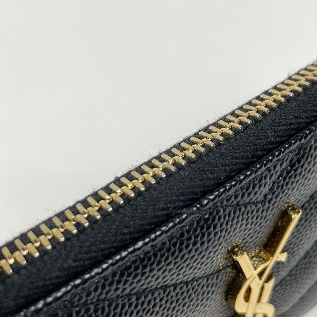 Saint Laurent Monogram Lambskin Fragment Zip Card Case Leather Black — view 4