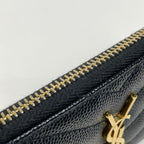 Saint Laurent Monogram Lambskin Fragment Zip Card Case Leather Black — view 4