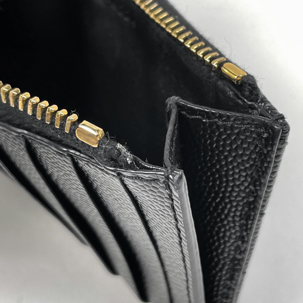 Saint Laurent Monogram Lambskin Fragment Zip Card Case Leather Black — view 5