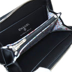 Chanel CC Logo Small Zip Wallet Gray Calfskin Caviar Quilted Black — view 5