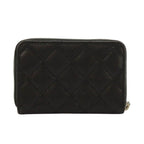 Chanel CC Logo Small Zip Wallet Gray Calfskin Caviar Quilted Black — view 3