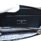 Chanel CC Logo Small Zip Wallet Gray Calfskin Caviar Quilted Black — view 7