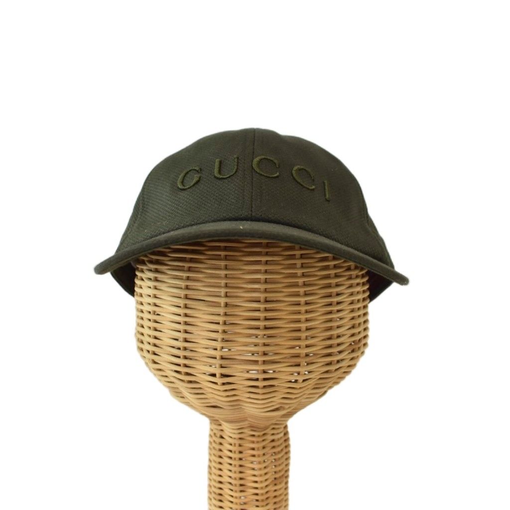 Gucci Hat Baseball Cap Logo Embroidery XL Khaki Green — view 3