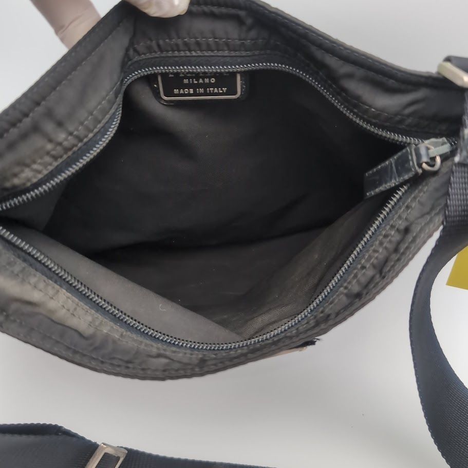 Prada Tessuto Nylon Shoulder Bag Crossbody Black Triangle Logo — view 7