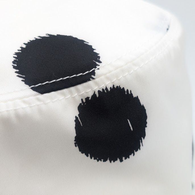 Prada Bucket Hat Nylon Triangle Logo Black White Dot Polka Dot Hat — view 4