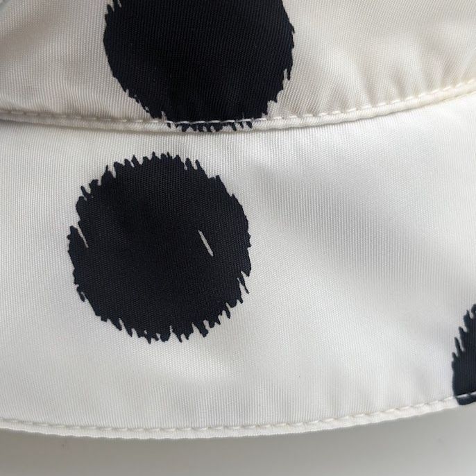 Prada Bucket Hat Nylon Triangle Logo Black White Dot Polka Dot Hat — view 5