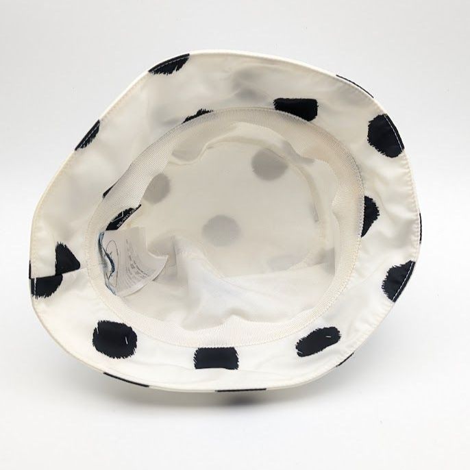 Prada Bucket Hat Nylon Triangle Logo Black White Dot Polka Dot Hat — view 7